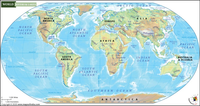 World River Map World Map With Major Rivers And Lakes