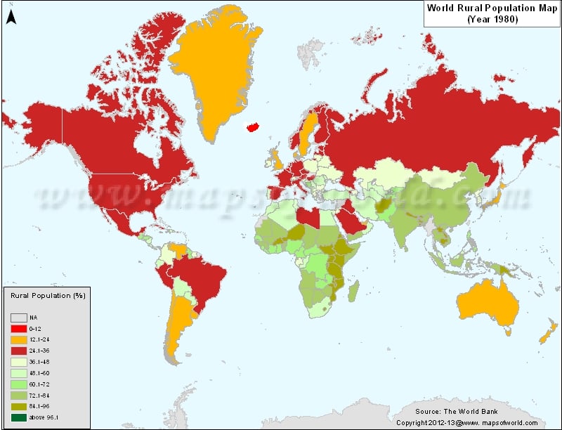 World Rural Population Map