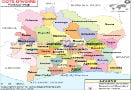 Political Map of Cote d'Ivoire (Ivory Coast)