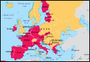 Map of Euro currency countries