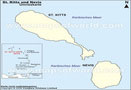 Saint Kitts and Nevis Outline Map in Deutsch
