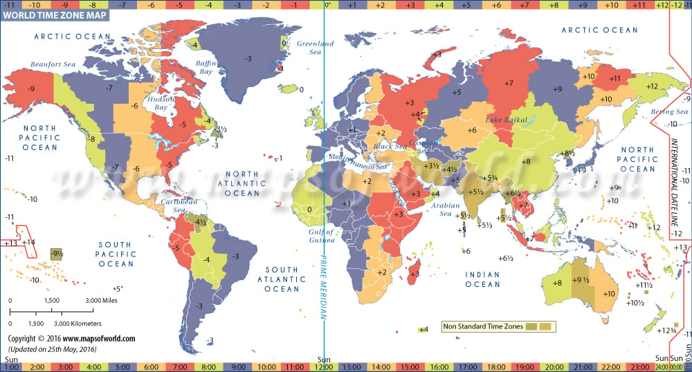 World Time Zone Map | List of Time Zones of All Countries