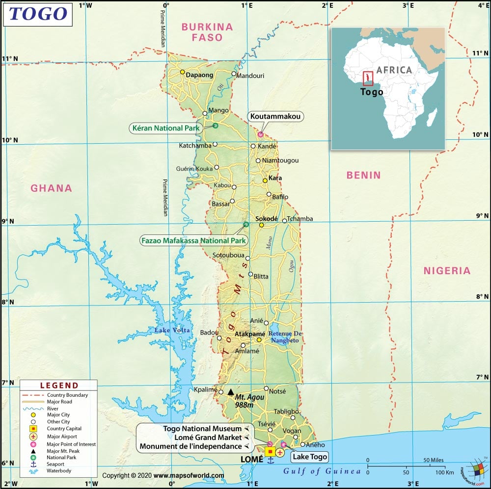 Togo Map Map Of Togo