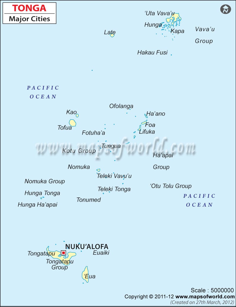 Tonga Cities Map
