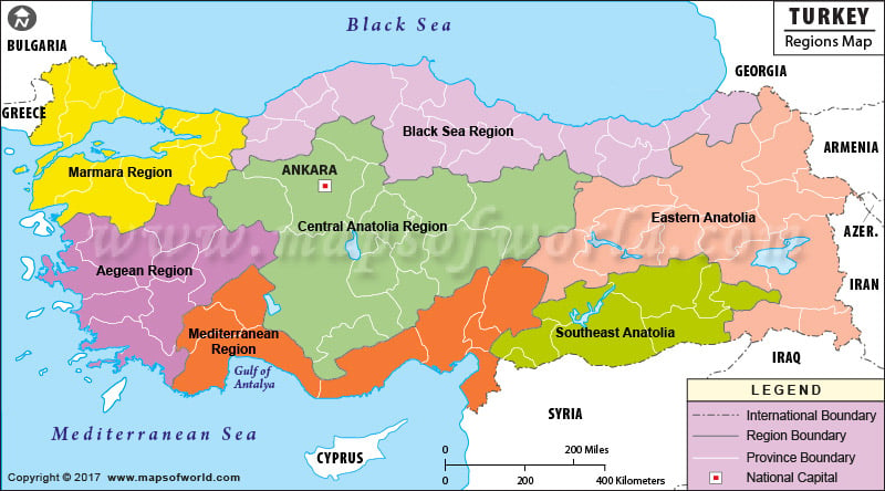 Map of Turkey Geographical Regions