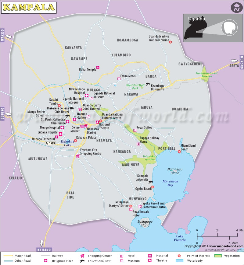 Kampala Map Map Of Kampala City Uganda