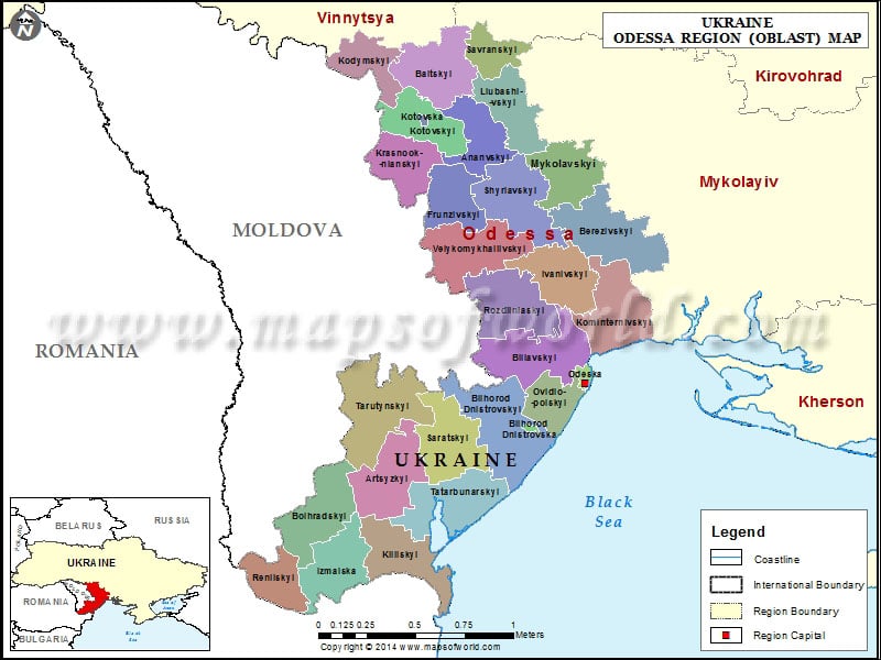 Odessa Oblast Map Map Of Odessa Region Oblast Ukraine