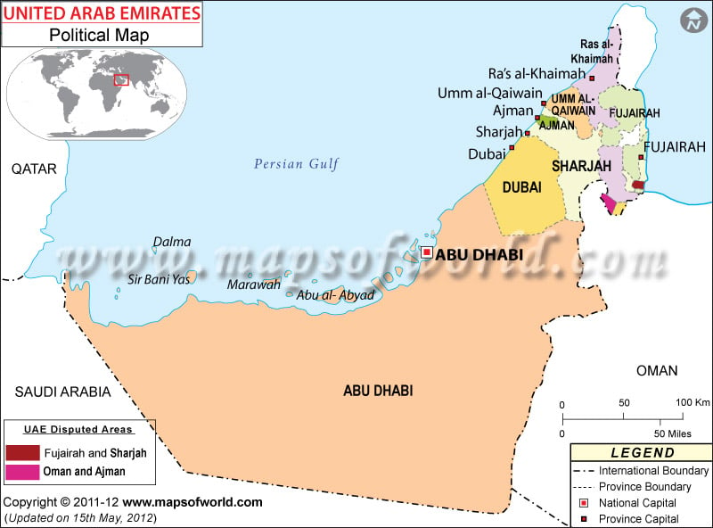 Political Map Of United Arab Emirates Uae