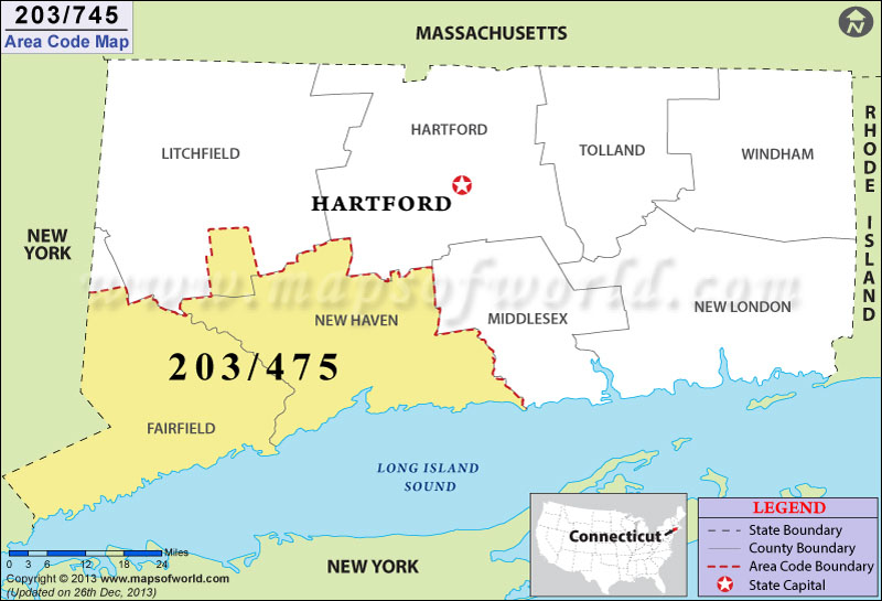 203 Area Codes Map