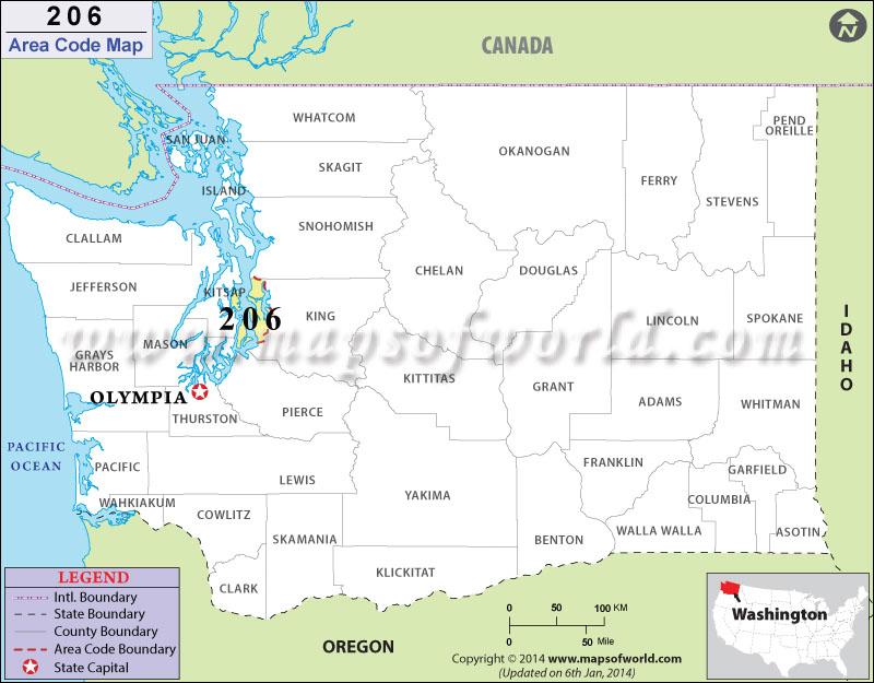 206 Area Codes Map