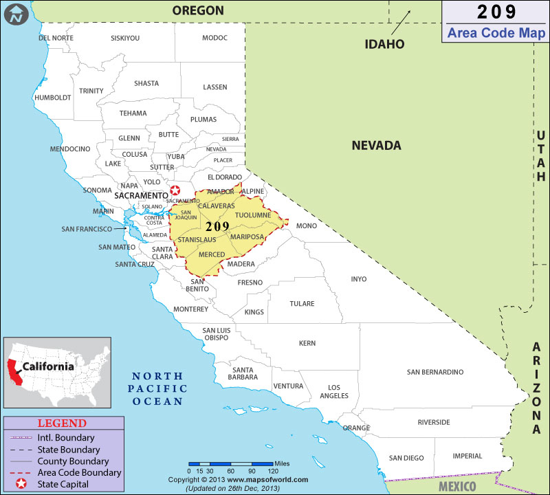 209 Area Codes Map