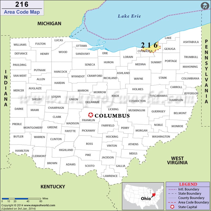 216 Area Codes Map
