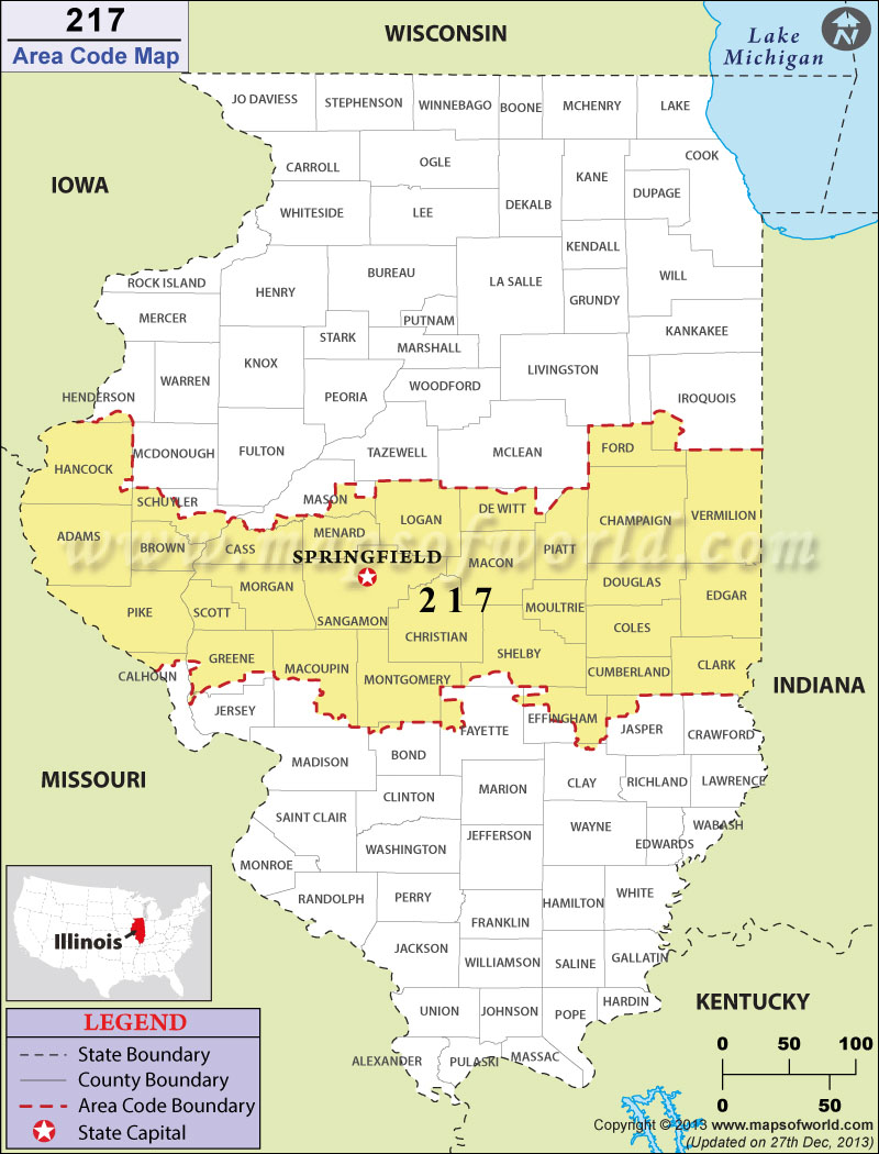 217 Area Codes Map