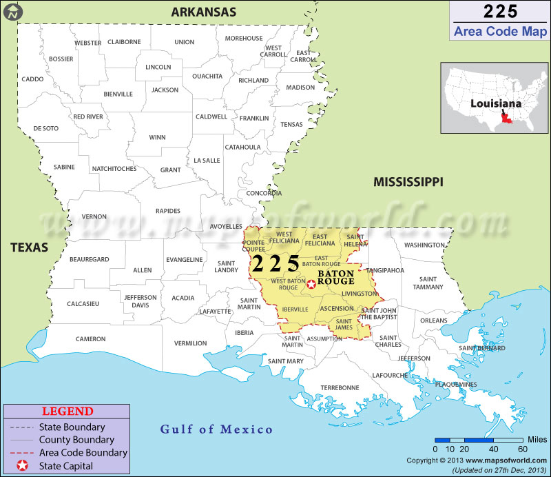 225 Area Codes Map