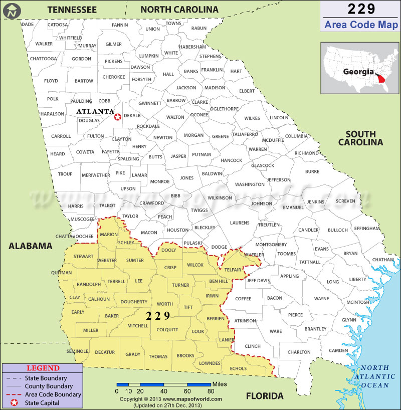 229 Area Codes Map