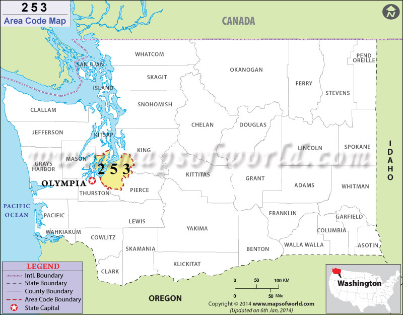 253 Area Codes Map