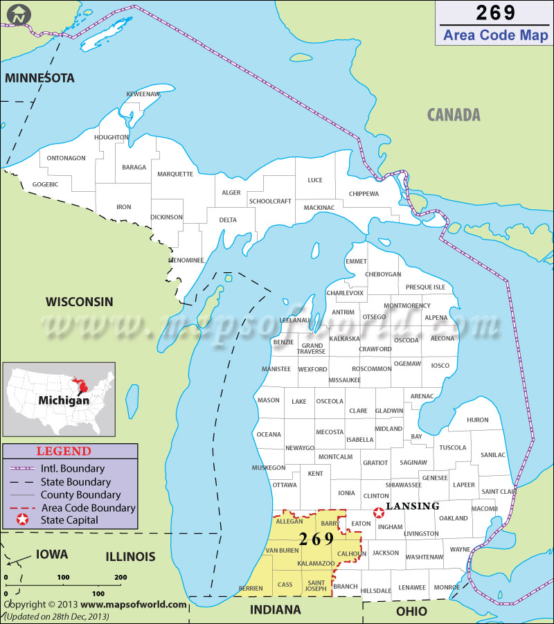 269 Area Codes Map