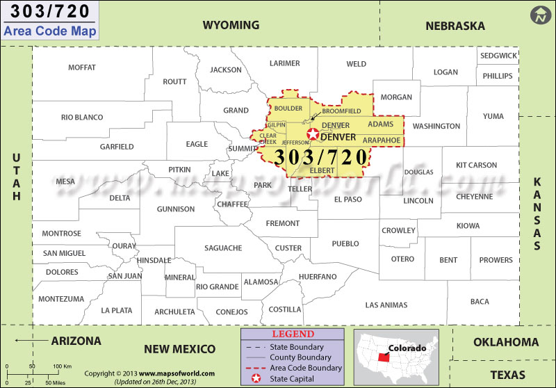 303 Area Codes Map