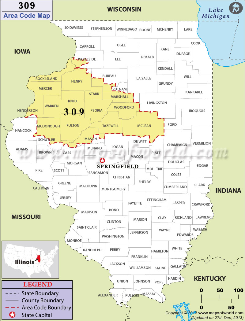 309 Area Codes Map