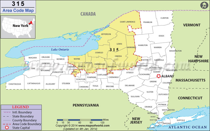 315 Area Codes Map