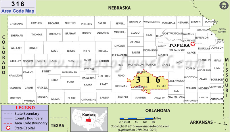 316 Area Codes Map