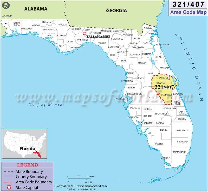 321 Area Codes Map