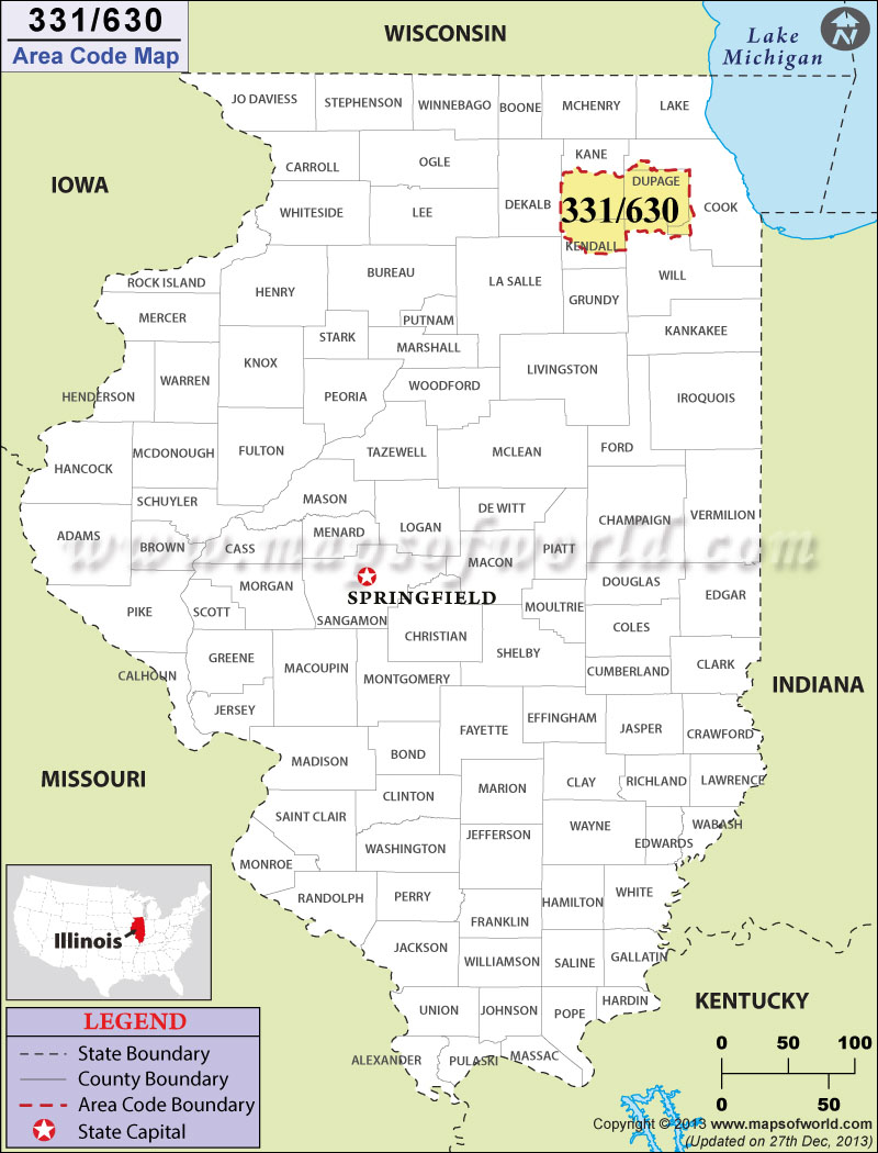 331 Area Codes Map