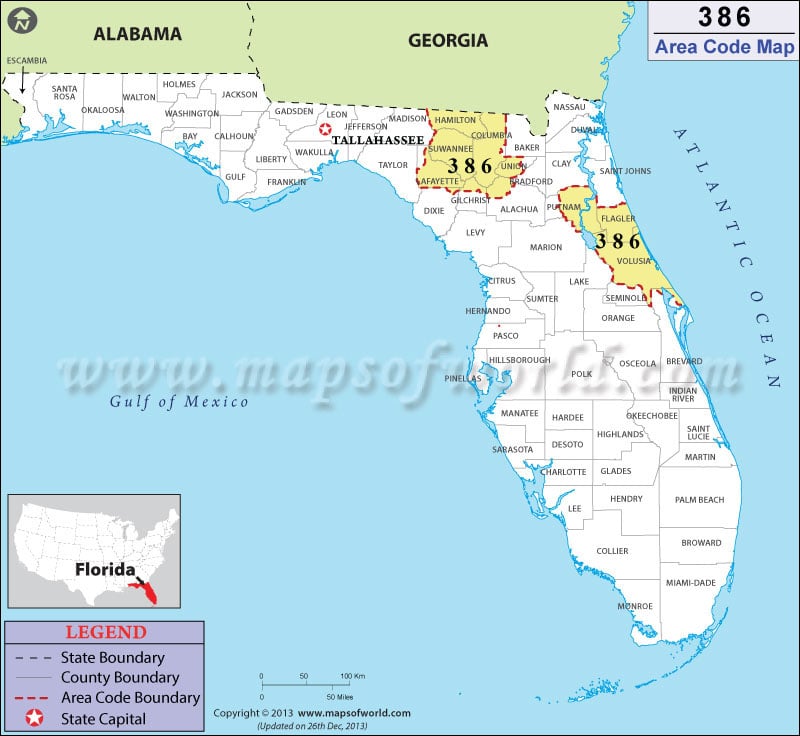 386 Area Codes Map