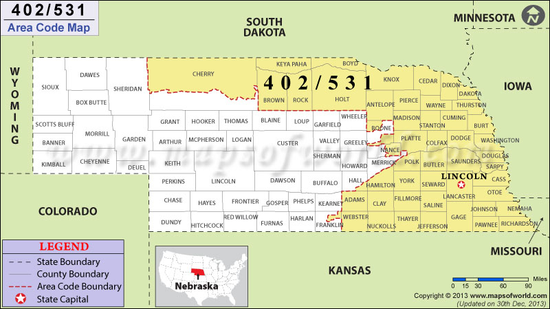 402 Area Codes Map