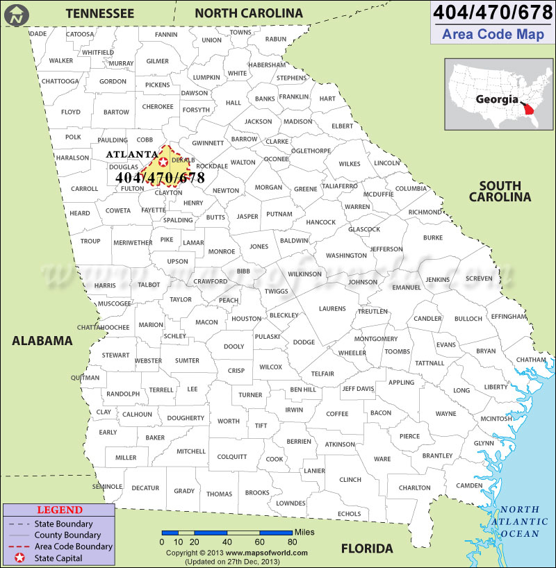 404 Area Codes Map