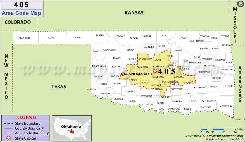 405 Area Codes Map