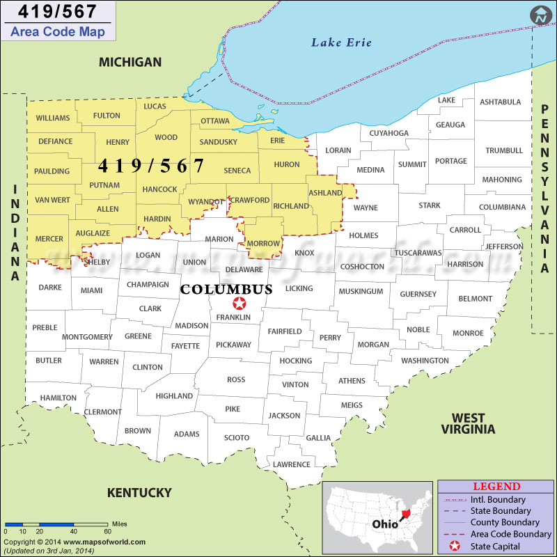 419 Area Code Map Where Is 419 Area Code In Ohio