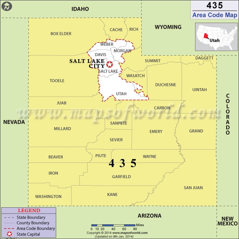 435 Area Codes Map