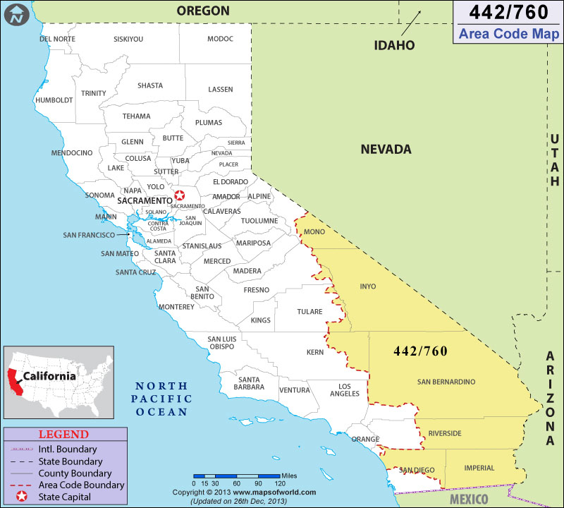 442 Area Codes Map