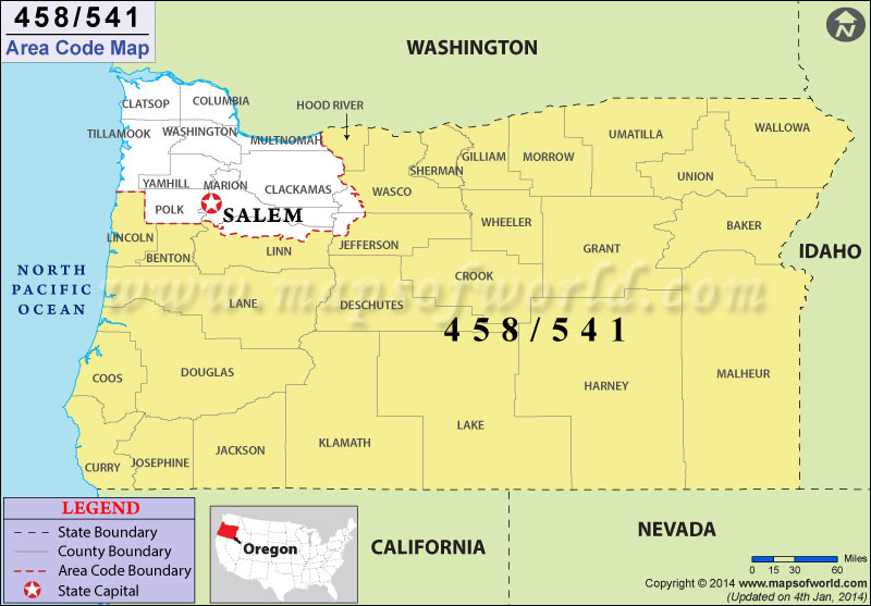 458 Area Codes Map