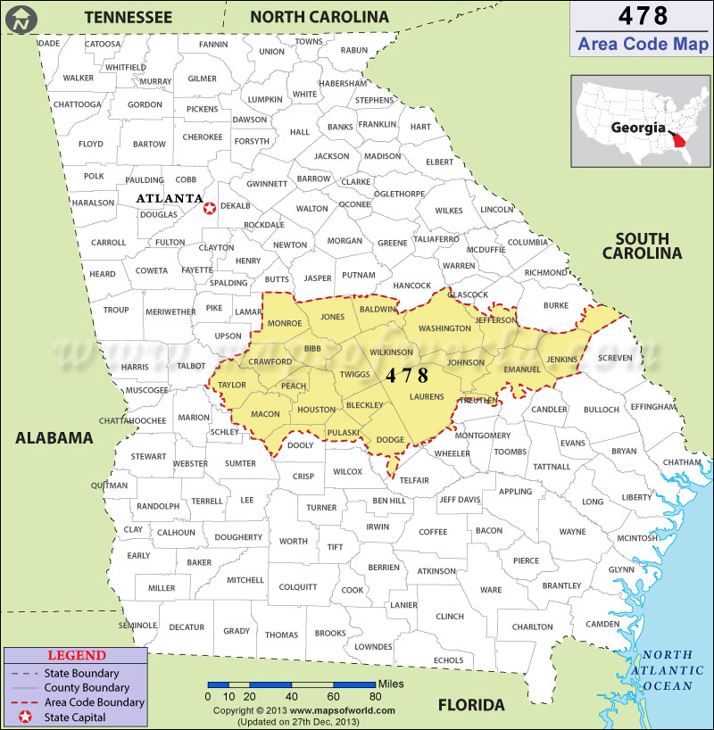 478 Area Codes Map