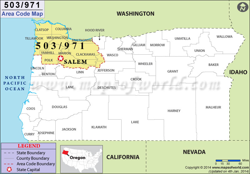 503 Area Codes Map