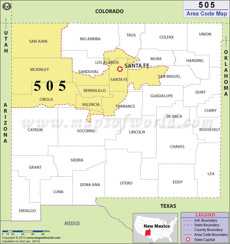 505 Area Codes Map