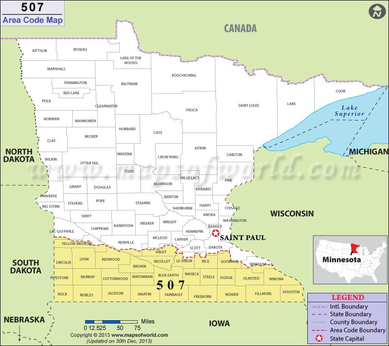 507 Area Codes Map