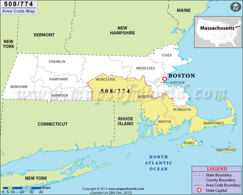 508 Area Codes Map