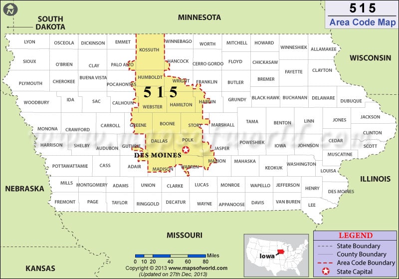 515 Area Codes Map