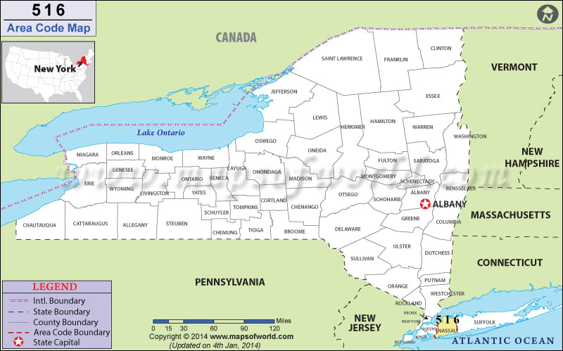 516 Area Codes Map