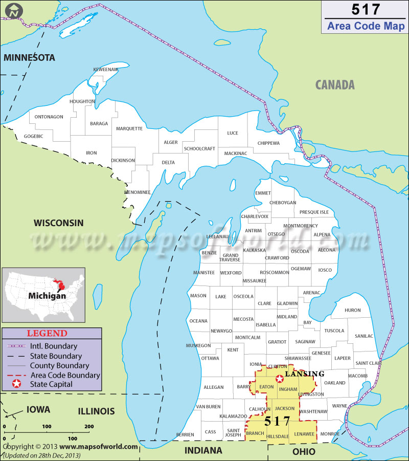 517 Area Codes Map