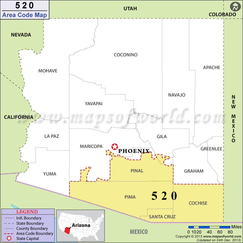 520 Area Codes Map