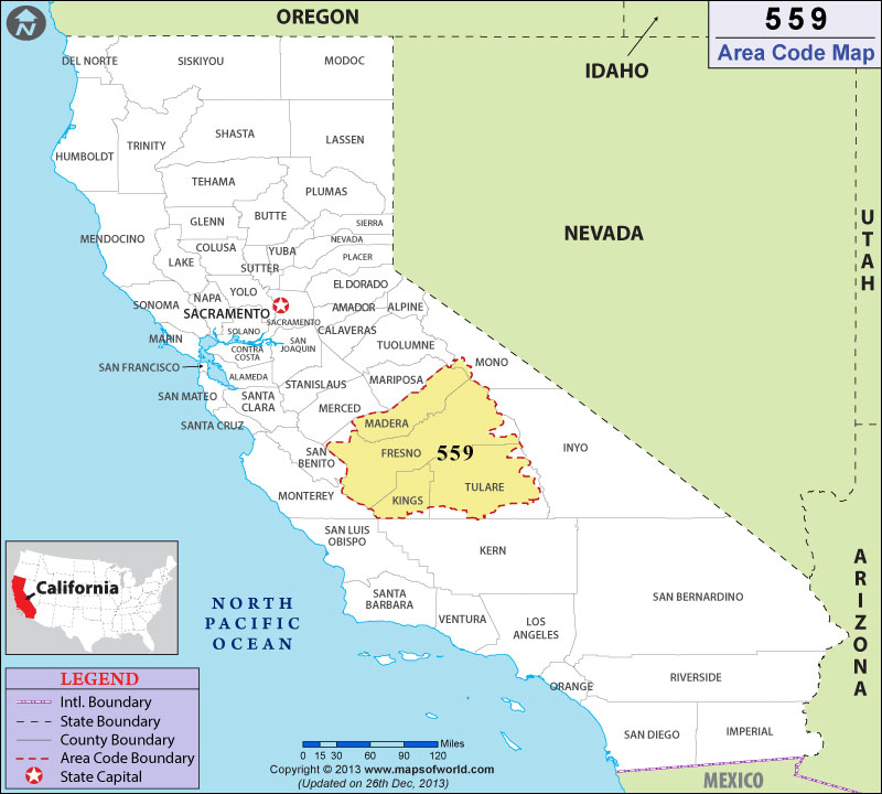 559 Area Codes Map