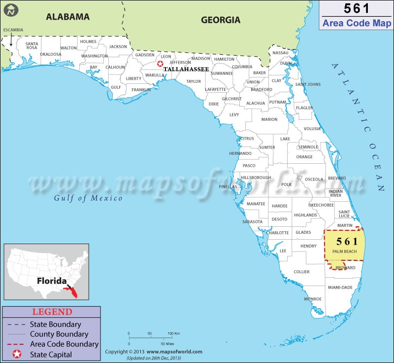 561 Area Codes Map