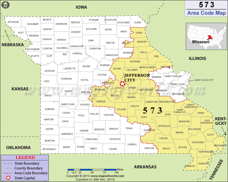 573 Area Codes Map