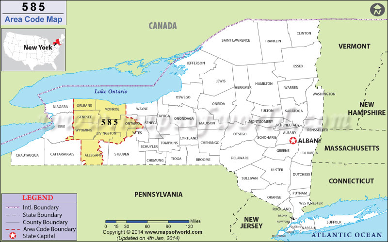 585 Area Codes Map