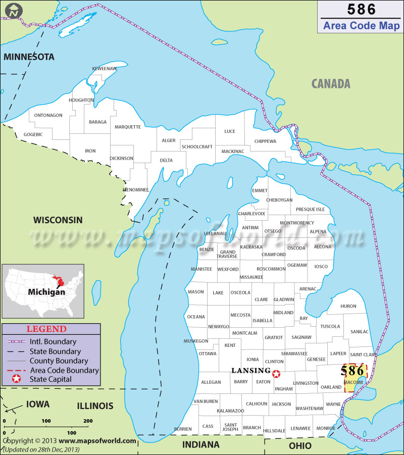 586 Area Codes Map