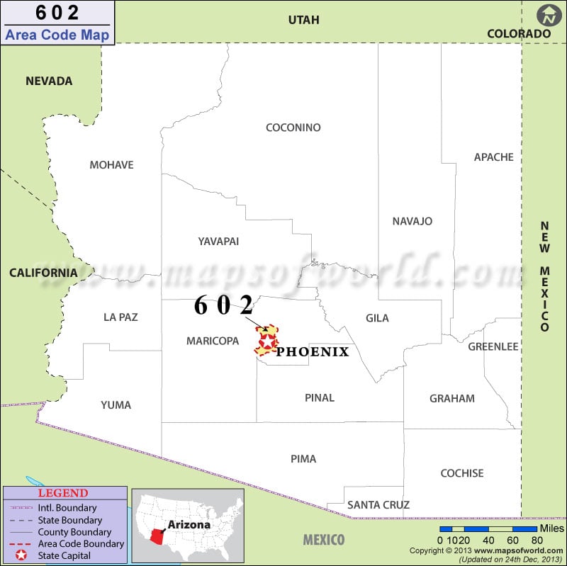 602 Area Codes Map